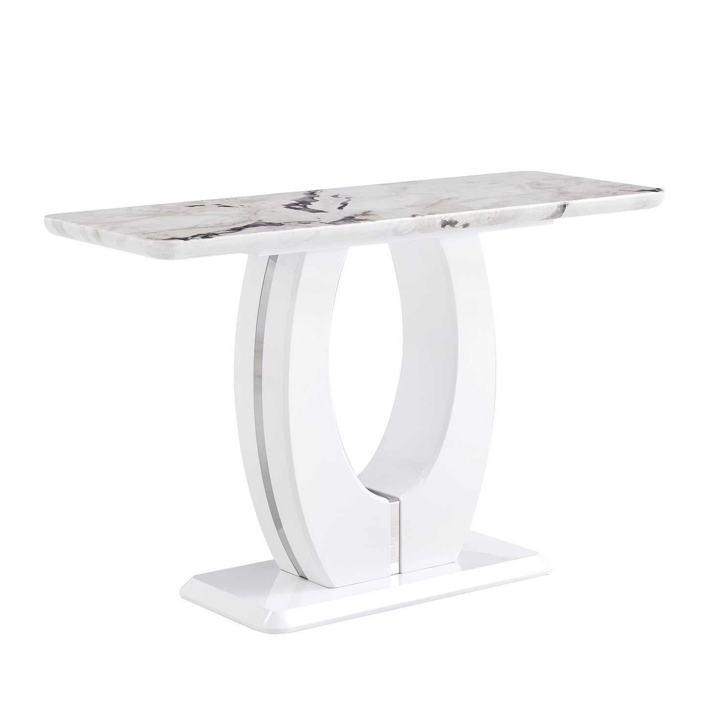 Modern Simple Glossy Rectangular Counter Bar Table For Living Room Bedroom Office Bathroom - White