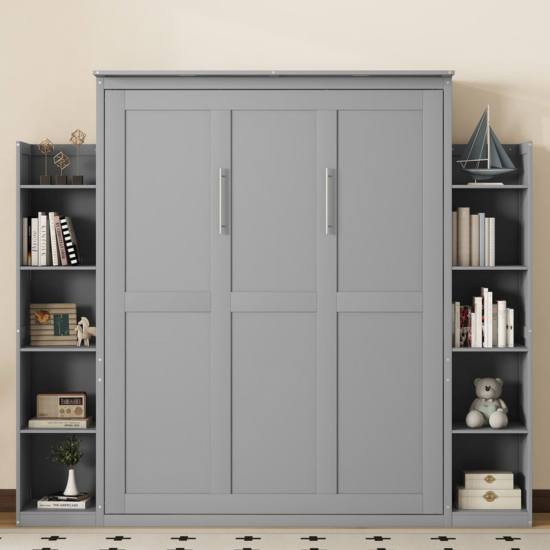 Wall Murphy Bed With Shelves And LED Lights