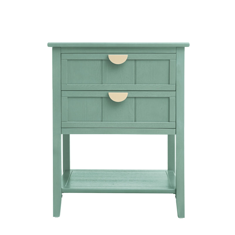 2 Drawer Side Table, American Style, End Table, Suitable For Bedroom, Living Room, Study