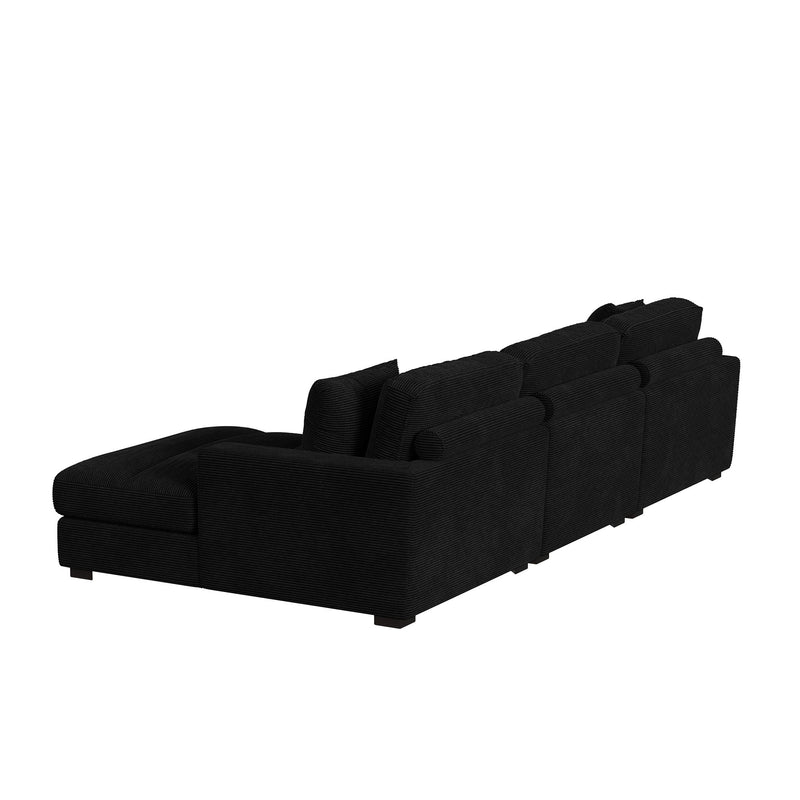 Arizona - Modular LHF Armchair With 1 Pillow 20" - Steno Black