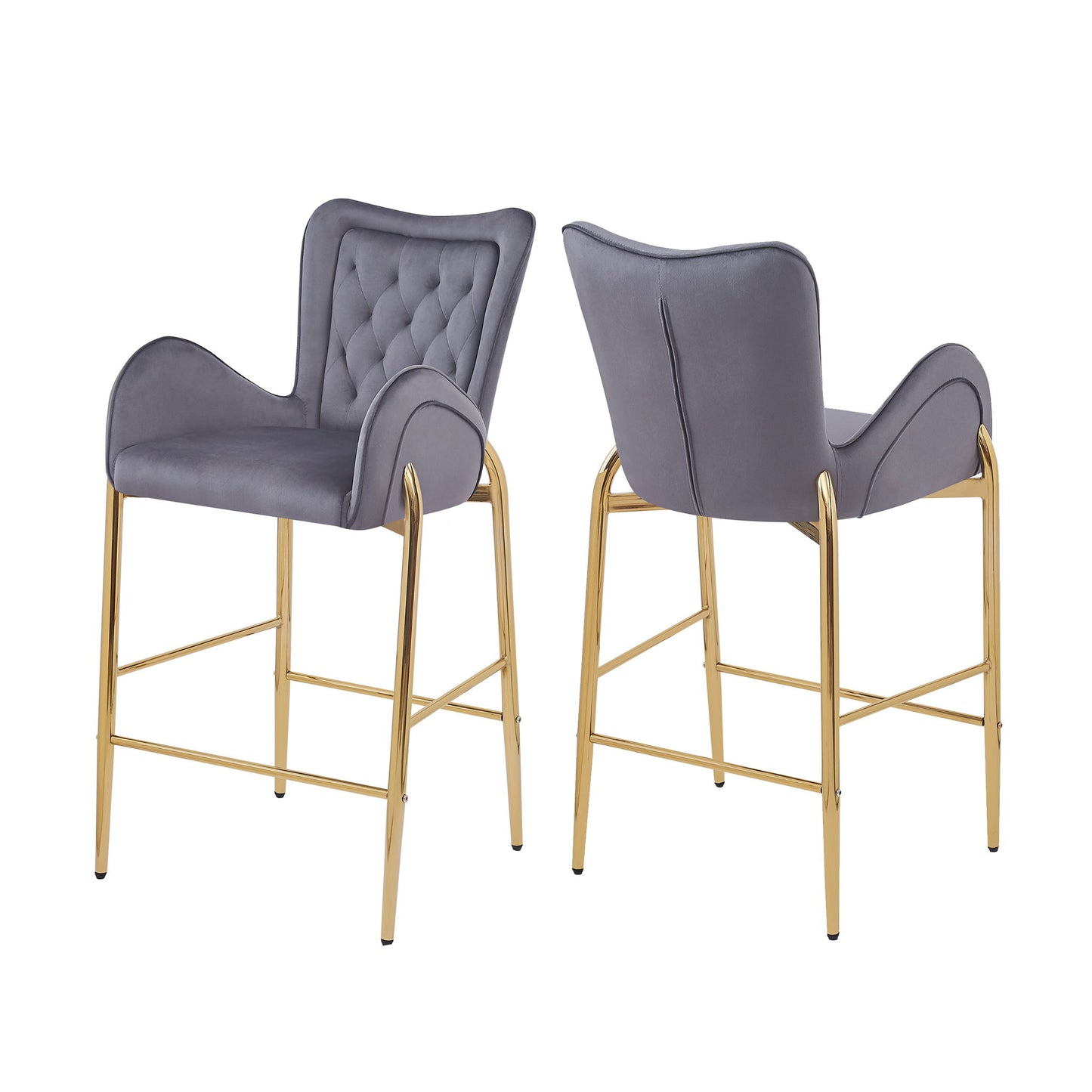 Velvet Fabric Counter Height Bar Stools (Set of 2)