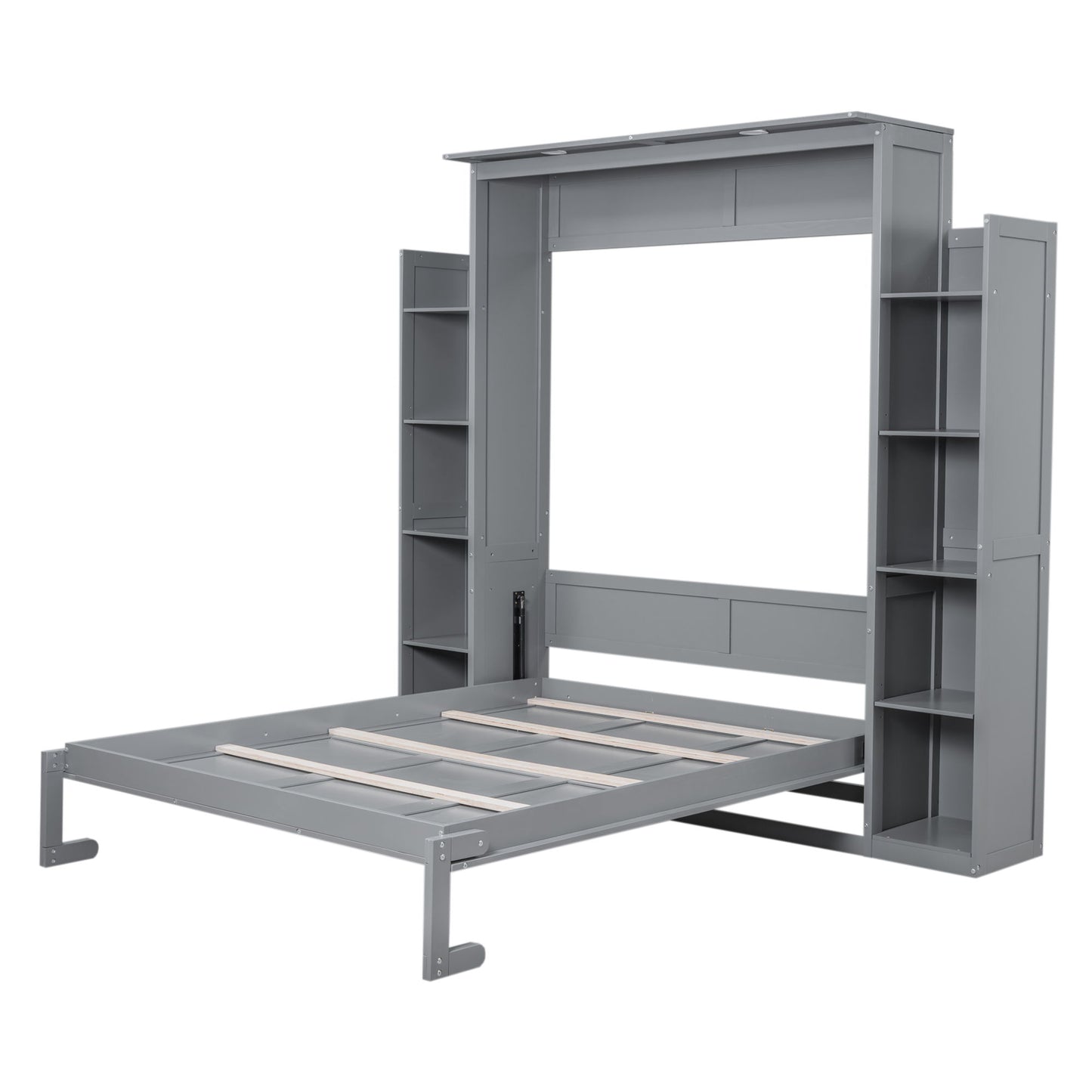 Wall Murphy Bed With Shelves And LED Lights