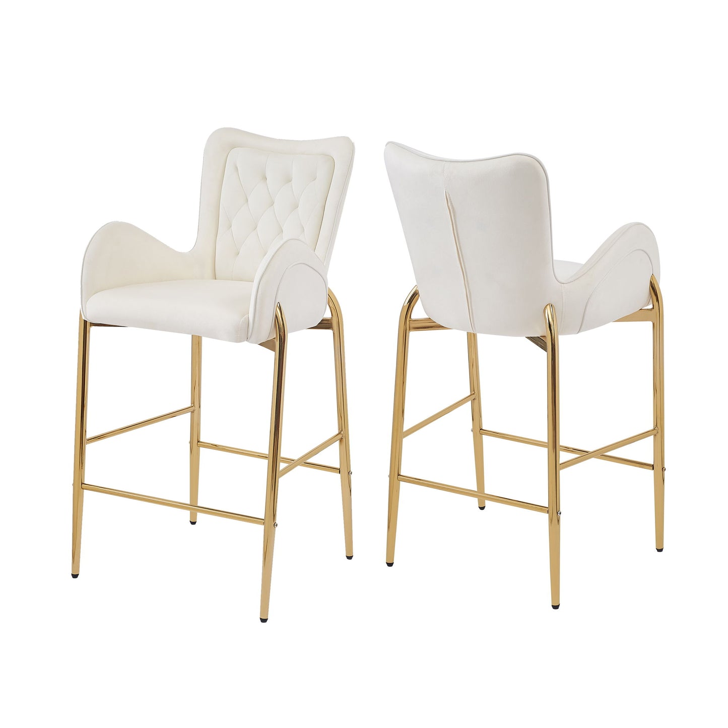 Velvet Fabric Counter Height Bar Stools (Set of 2)