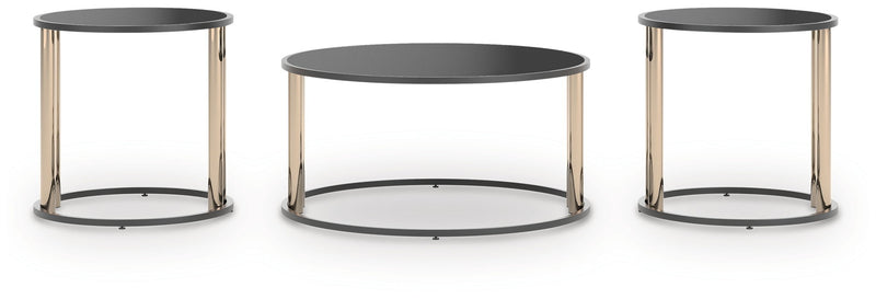 Hannerly - Black / Gold Finish - Occasional Table Set (Set of 3)