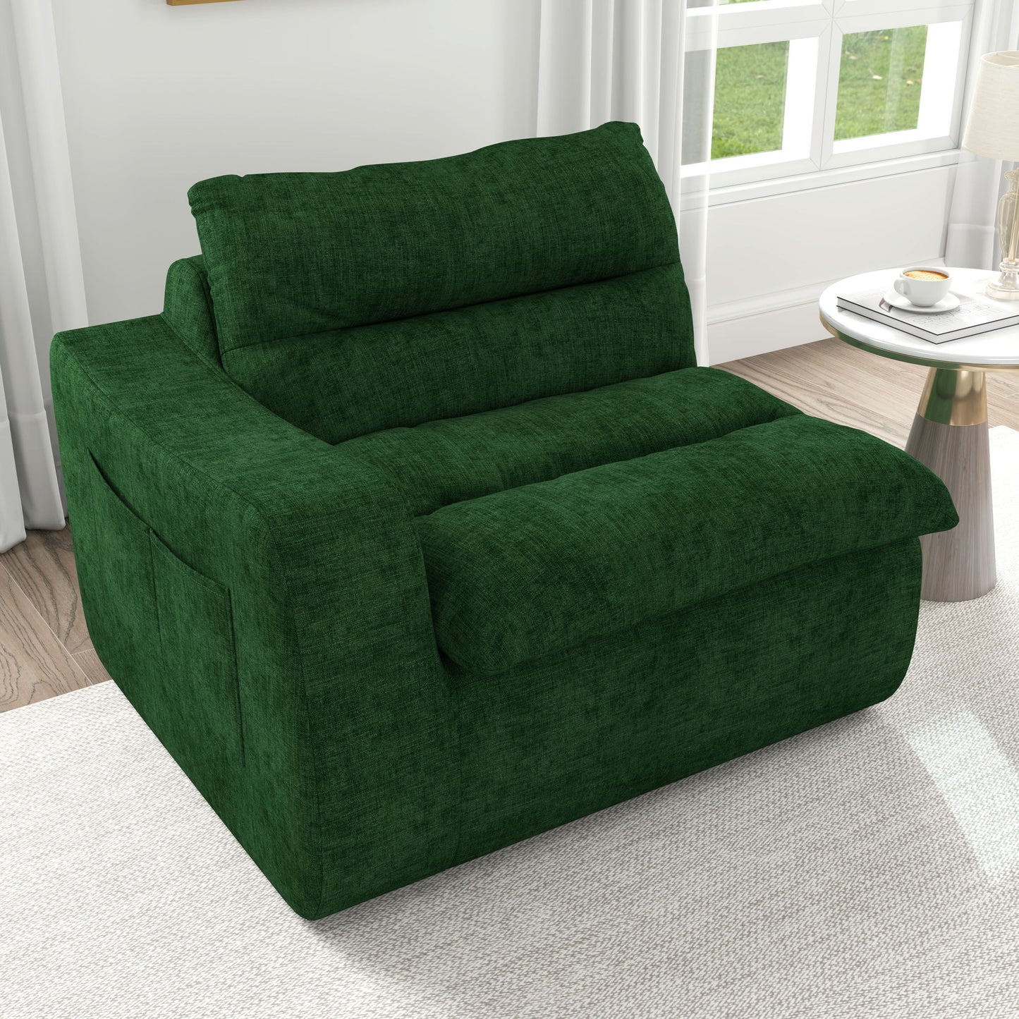 Modern Lazy Floor Sofa With Right Arm, Comfortable Beanbag Lounge