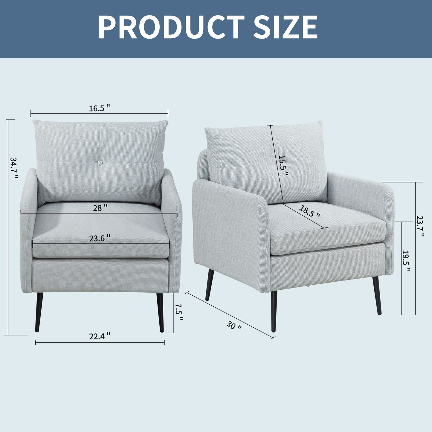 Contemporary Accent Chair With Metal Legs, Comfy Chenille Fabric Armchair