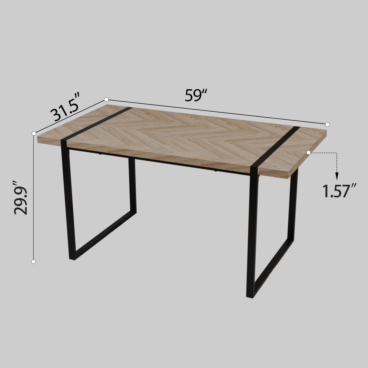 Modern Dining Table & Suede Chair Set WIth Rectangular Metal Base