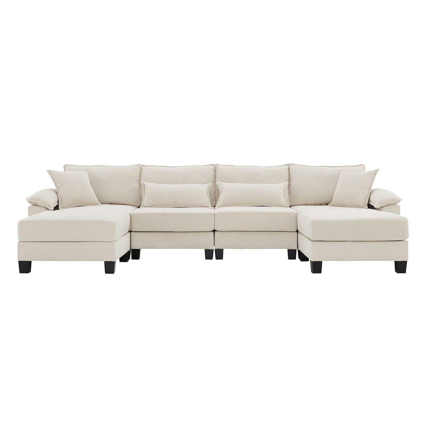 Wide Seat Modular Sectional Bed Sleeper Couch Set With Armrest Pillow 6 Seat, Free Combination Sofa With Ottomans Oversized