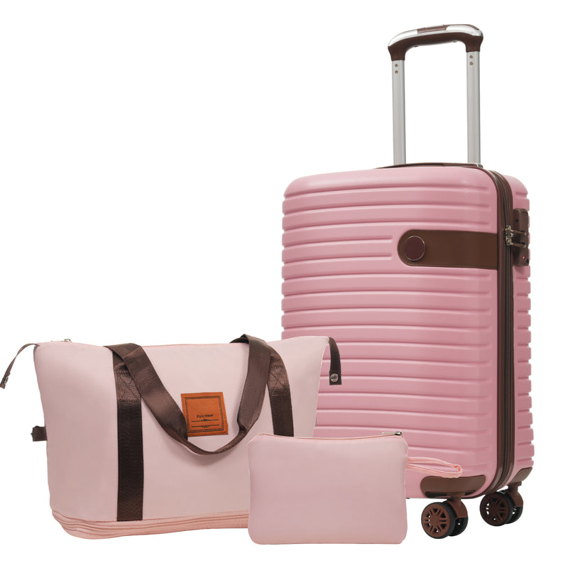 Luggage Sets 3 Piece Carry on Luggage 22x14x9 Airline Approved, Lightweight Hardshell ABS Suitcases with Wheels, 20 inch, Pink