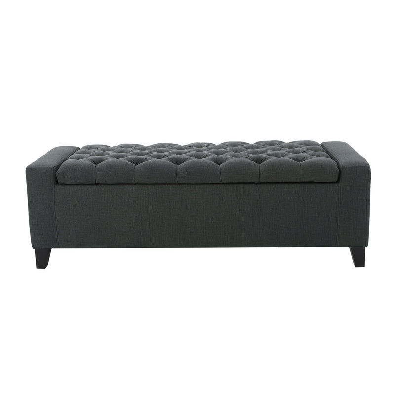 Contemporary Storage Ottoman With Tufted Top - Dark Gray