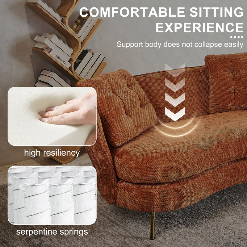 Loveseat Sofa, Upholstered Couch With Metal Legs