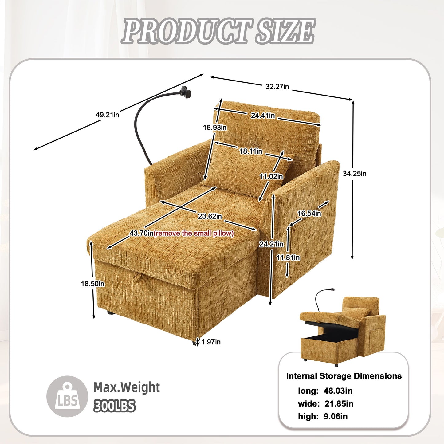 Multifunctional Chenille Recliner Sofa With Storage And Phone Bracket
