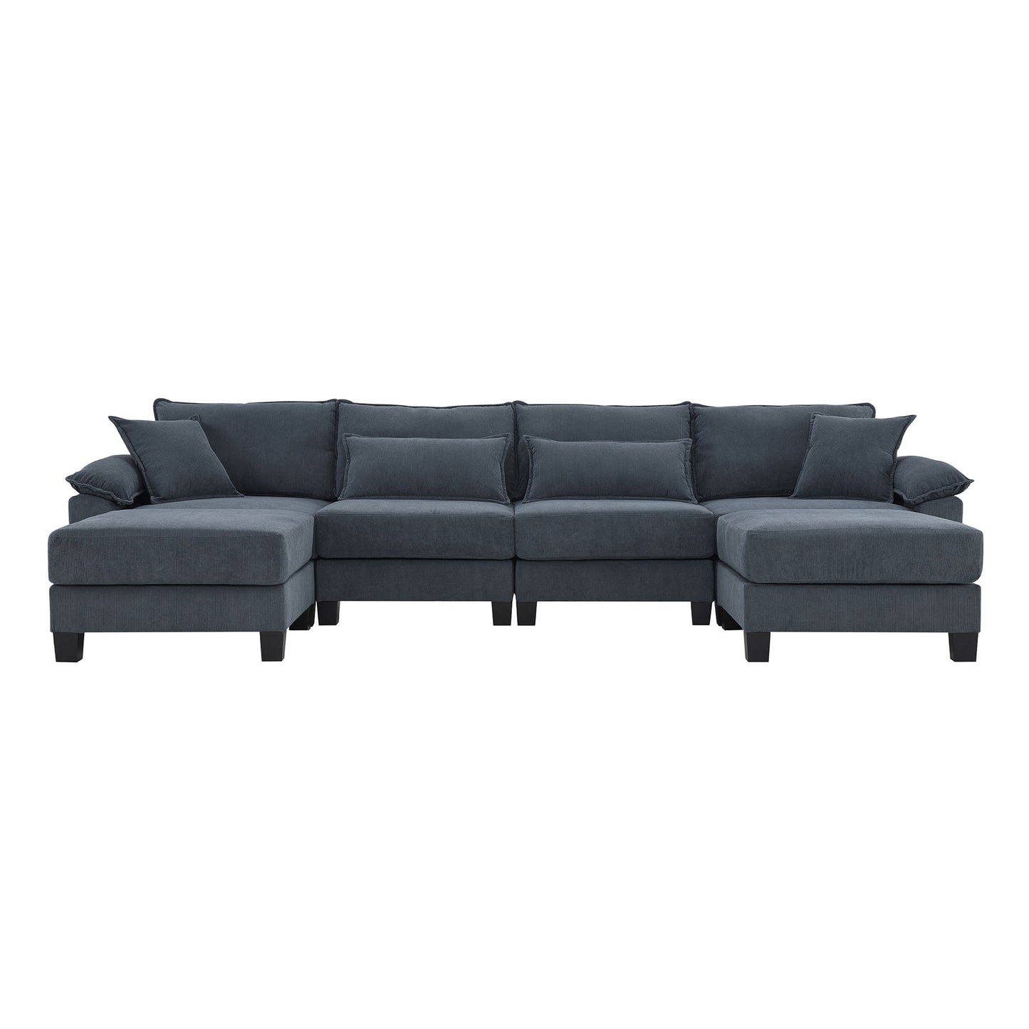 Wide Seat Modular Sectional Bed Sleeper Couch Set With Armrest Pillow 6 Seat, Free Combination Sofa With Ottomans Oversized