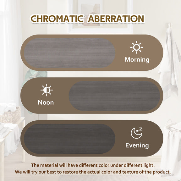 Wall-mounted bathroom cabinet front panel shown in three lighting tone shades