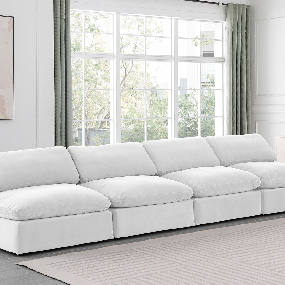 Comfy - Velvet Modular Armless Sofa 4 Seats