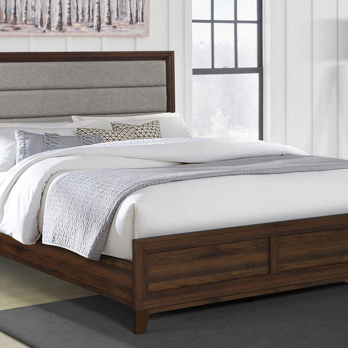 Welsley 50-inch Upholstered Eastern King Bed Walnut