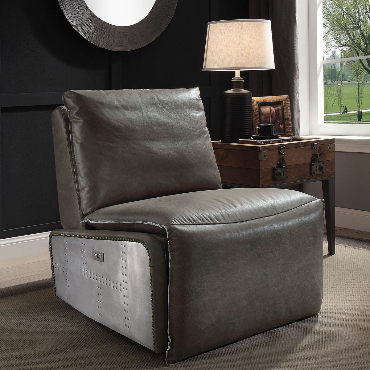 Metier - Power Motion Recliner - Gray / Aluminum