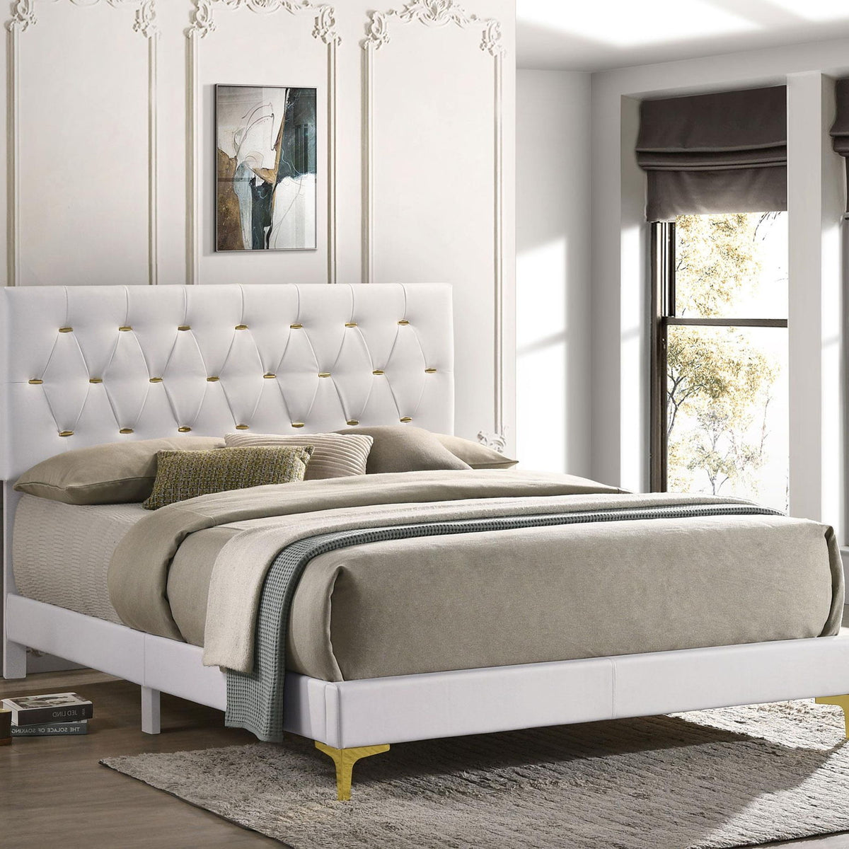 Kendall Upholstered Queen Panel Bed White