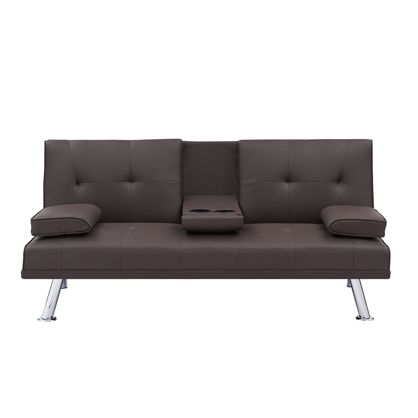 Leather Multifunctional Double Folding Sofa Bed For Office With Coffee Table