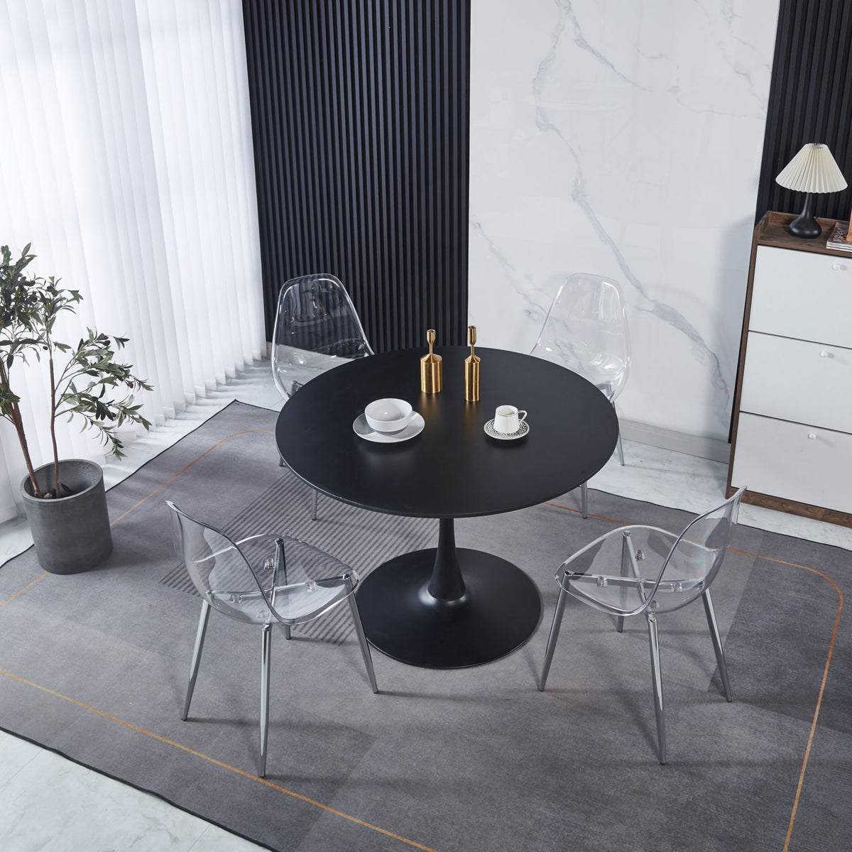 Transparent Plastic Seat Dining Chair (Set of 4)