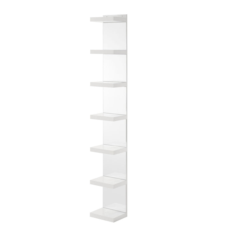 Glam Open Shelving Rack With Mirrored Back For Living Room - Cream / White