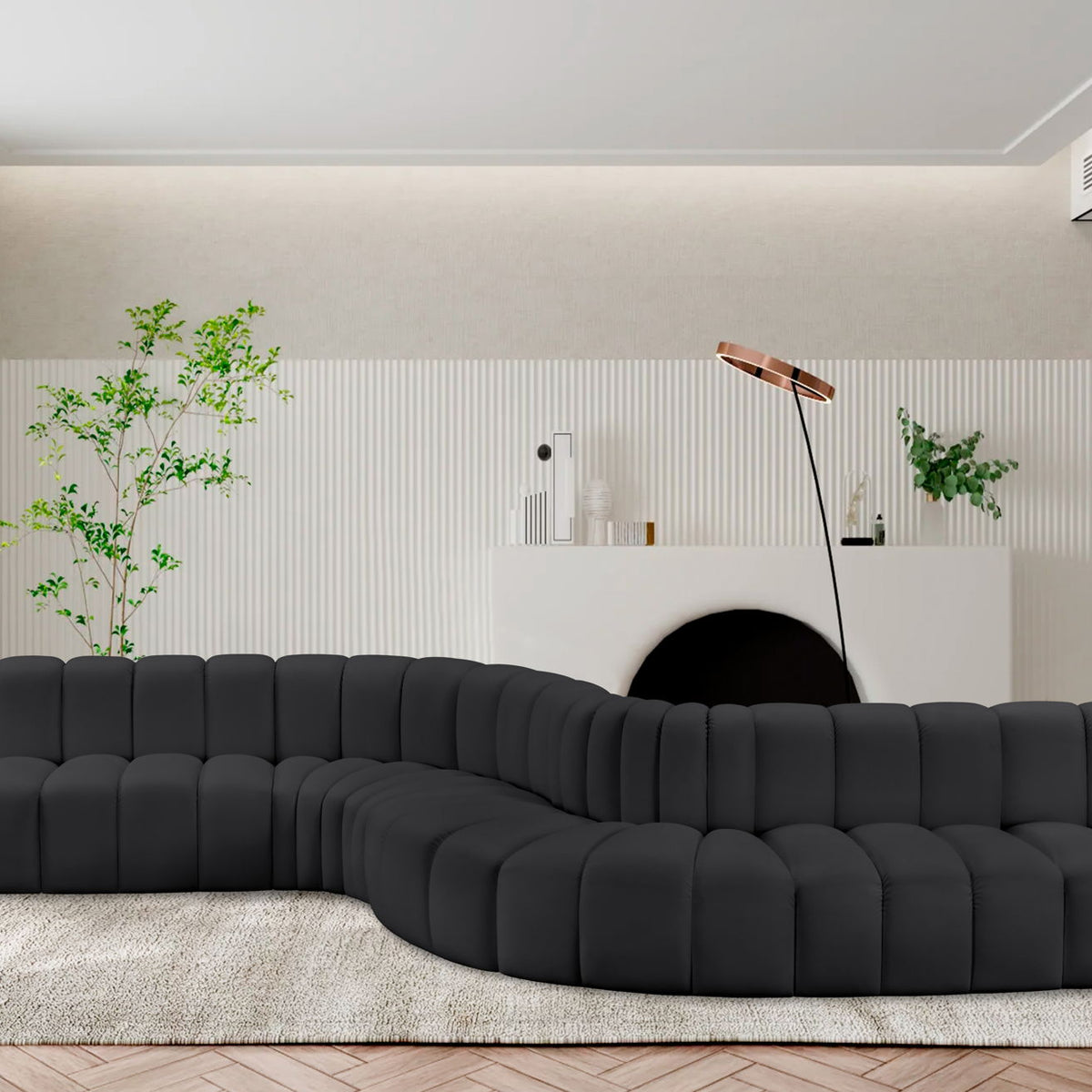 Arc - Faux Leather 8 Piece Curved Modular Sofa
