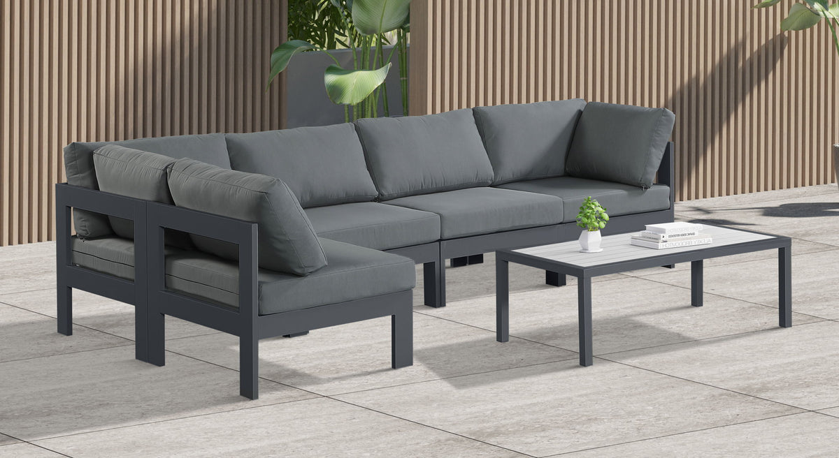 Nizuc - Outdoor Patio 5 Piece Modular Sectional With Gray Frame