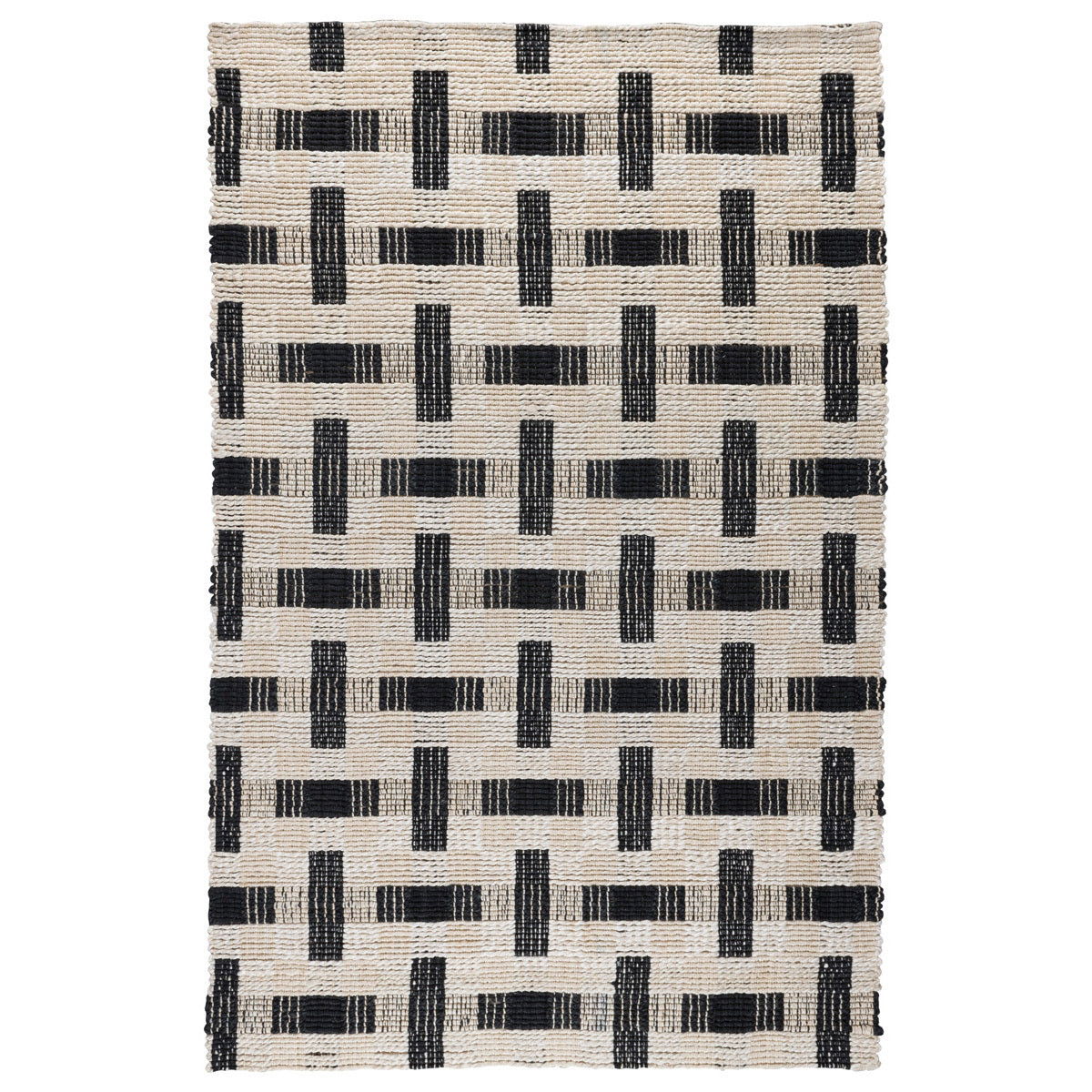 Preston rug with ivory ground and black geometric lines