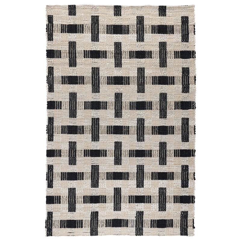 Preston rug with ivory ground and black geometric lines