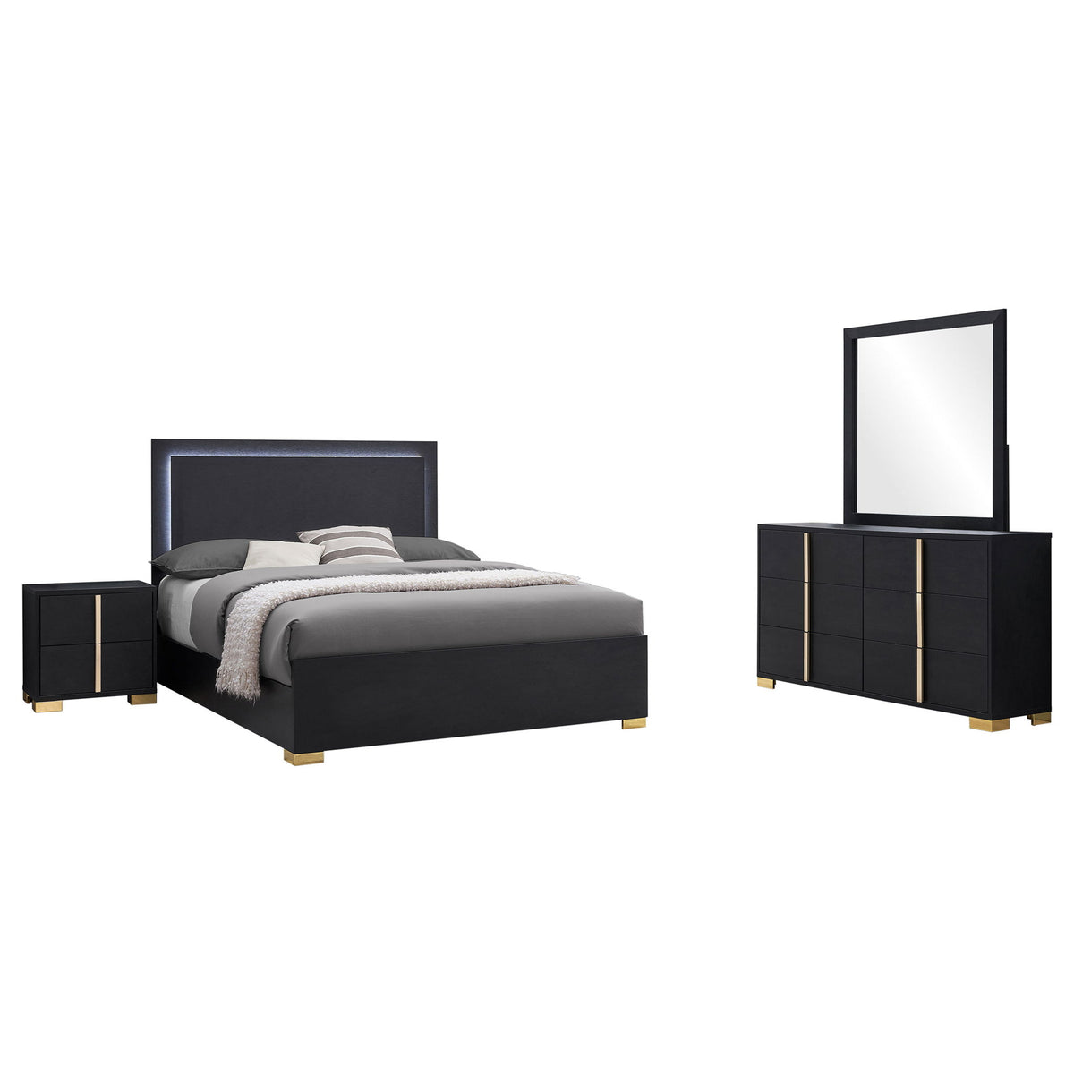Jeremiah - 4 Piece Bedroom Set With LED Headboard