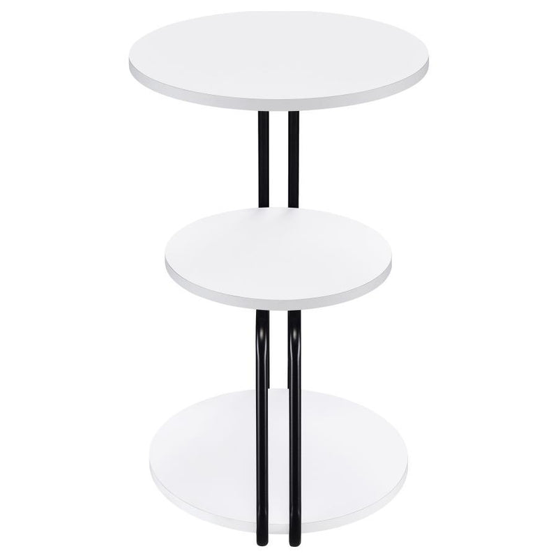 Hilly - 3-Tier Round Accent Side Table - White And Black