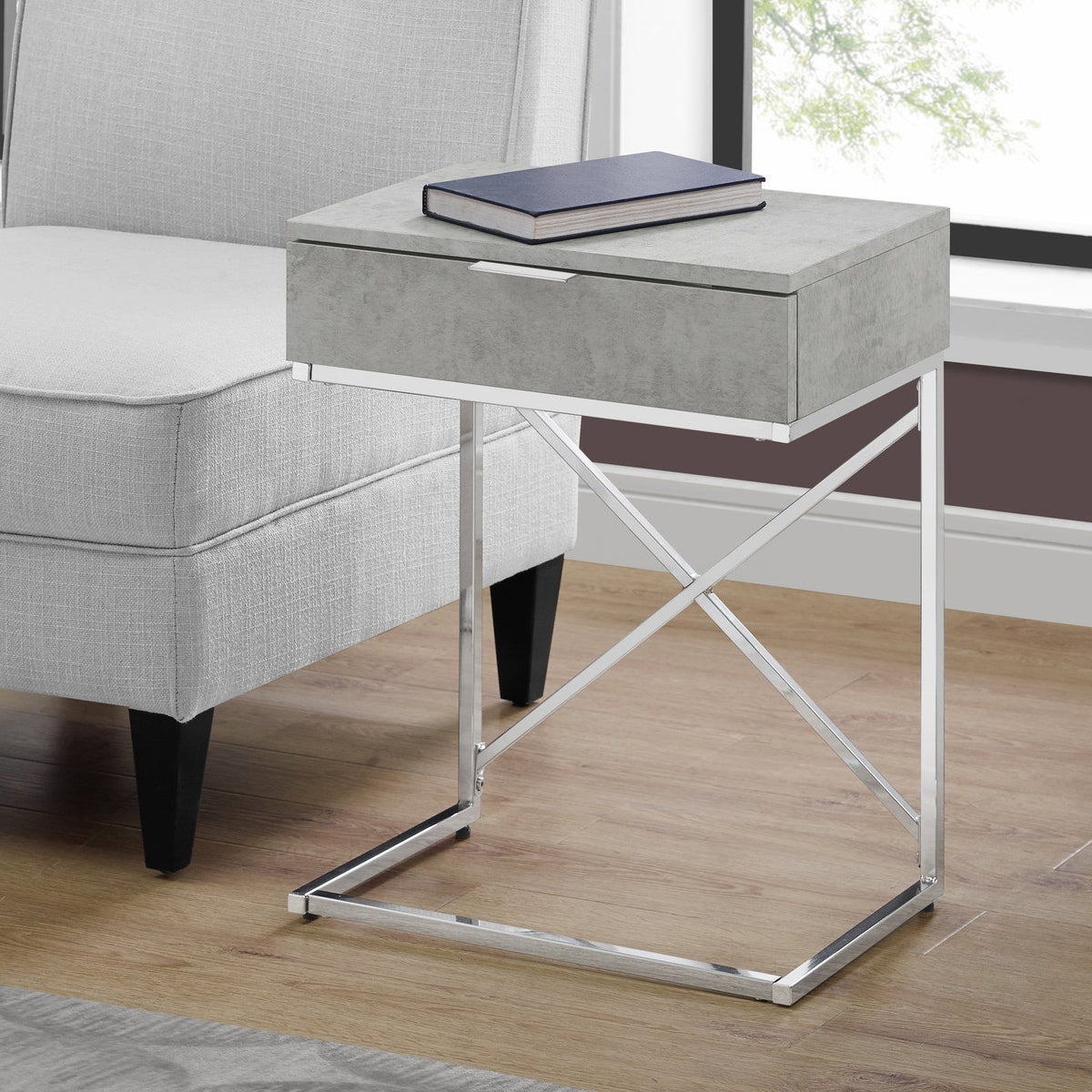 Accent Side Table, Storage Drawer, Spacious Tabletop, Contemporary & Modern