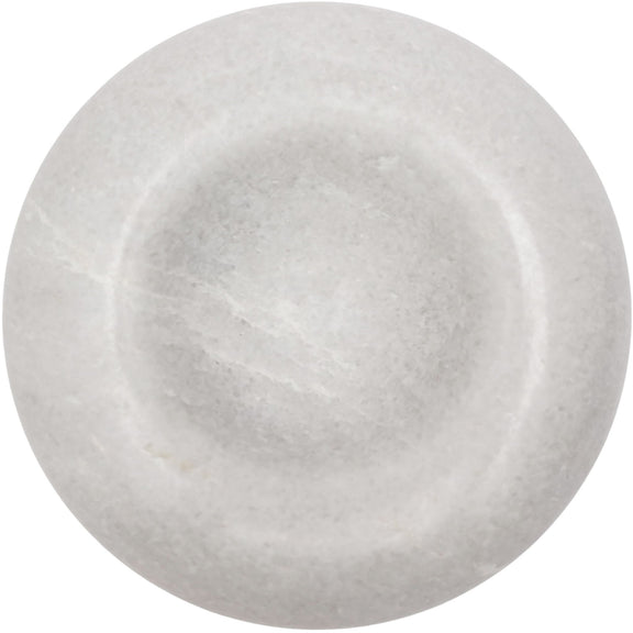 Carrara marble decorative bowl, round white stone with subtle veining texture