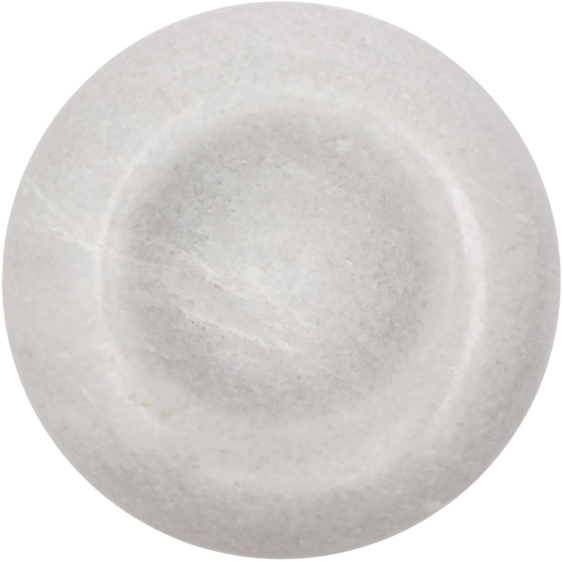 Carrara marble decorative bowl, round white stone with subtle veining texture