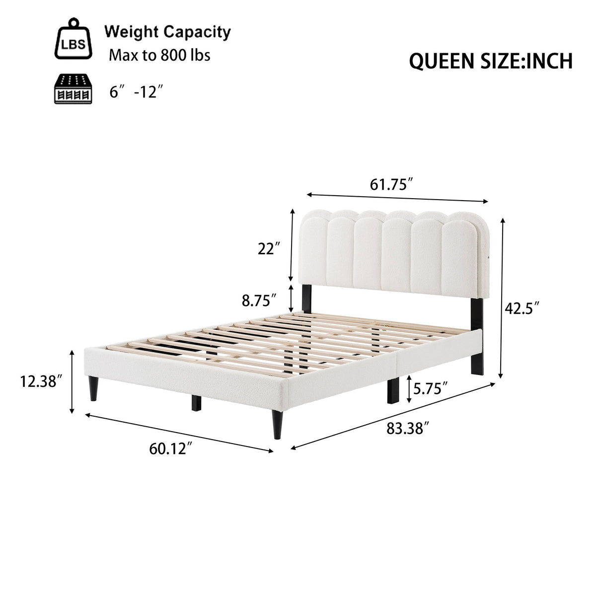 Lambswool Petal Headboard Bed Frame