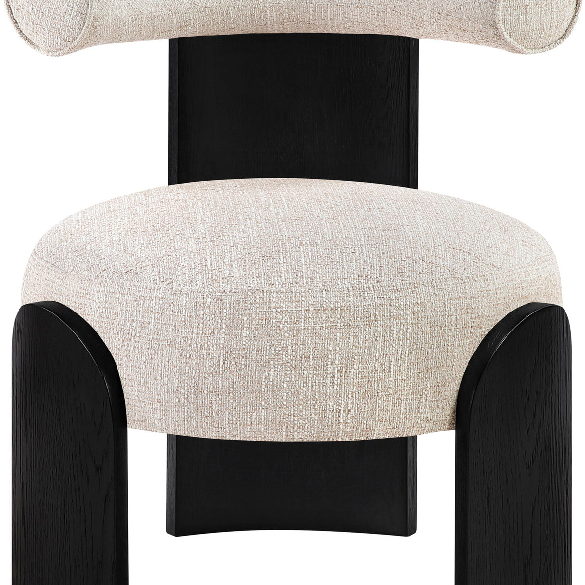 Calder - Linen Textured Fabric Upholstered Accent Chair - Painted Black Base
