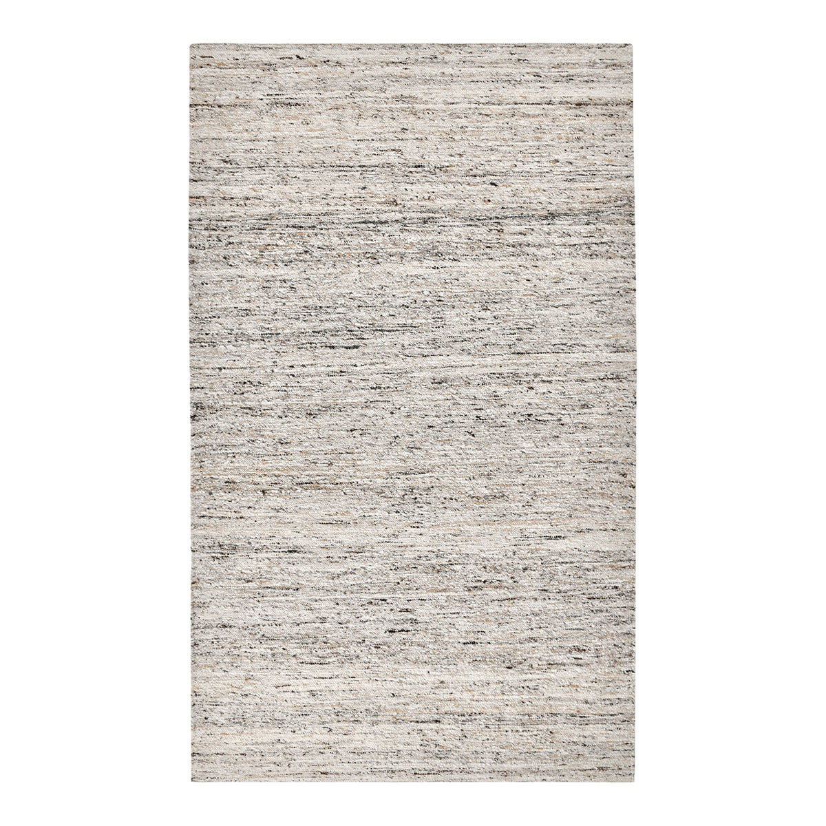 Natural beige area rug with speckled fibers and muted horizontal stripe details.