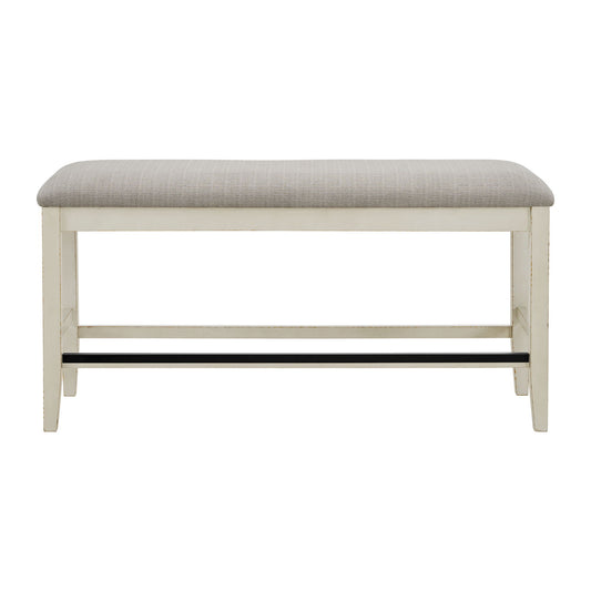 Bellevue - Counter Bench With Beige Fabric - Antique White