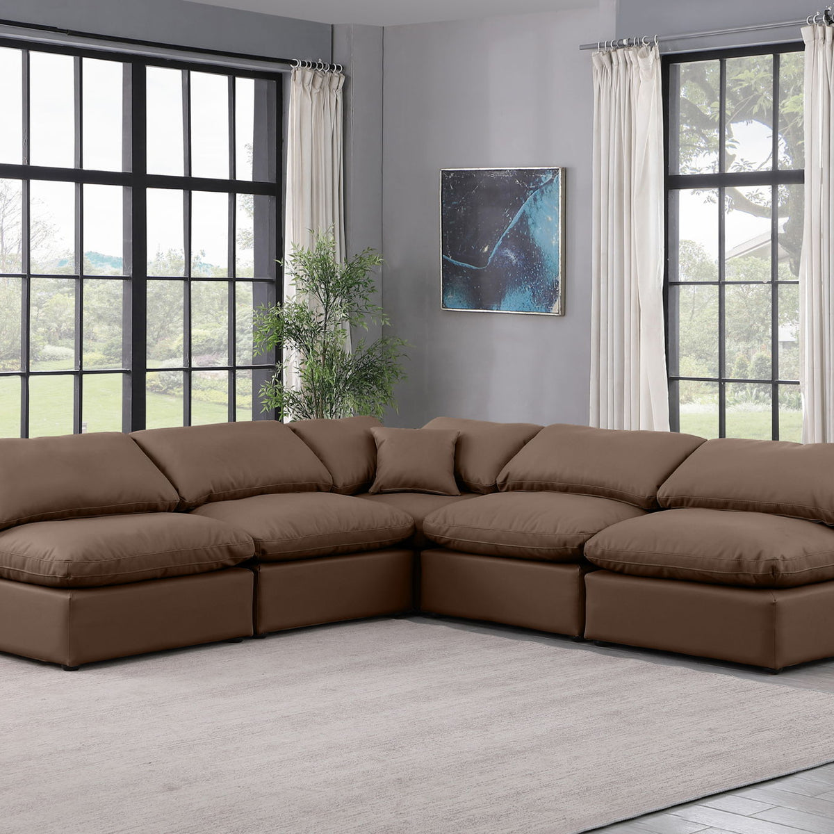 Indulge - Faux Leather 5 Piece Modular Corner Armless Sectional
