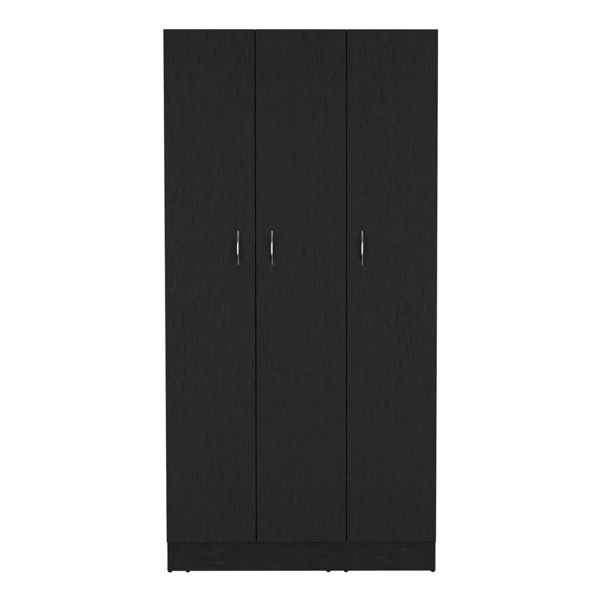 Wardrobe Armoire With 3 Doors And 2 Inner Drawers, 3 Doors - Black