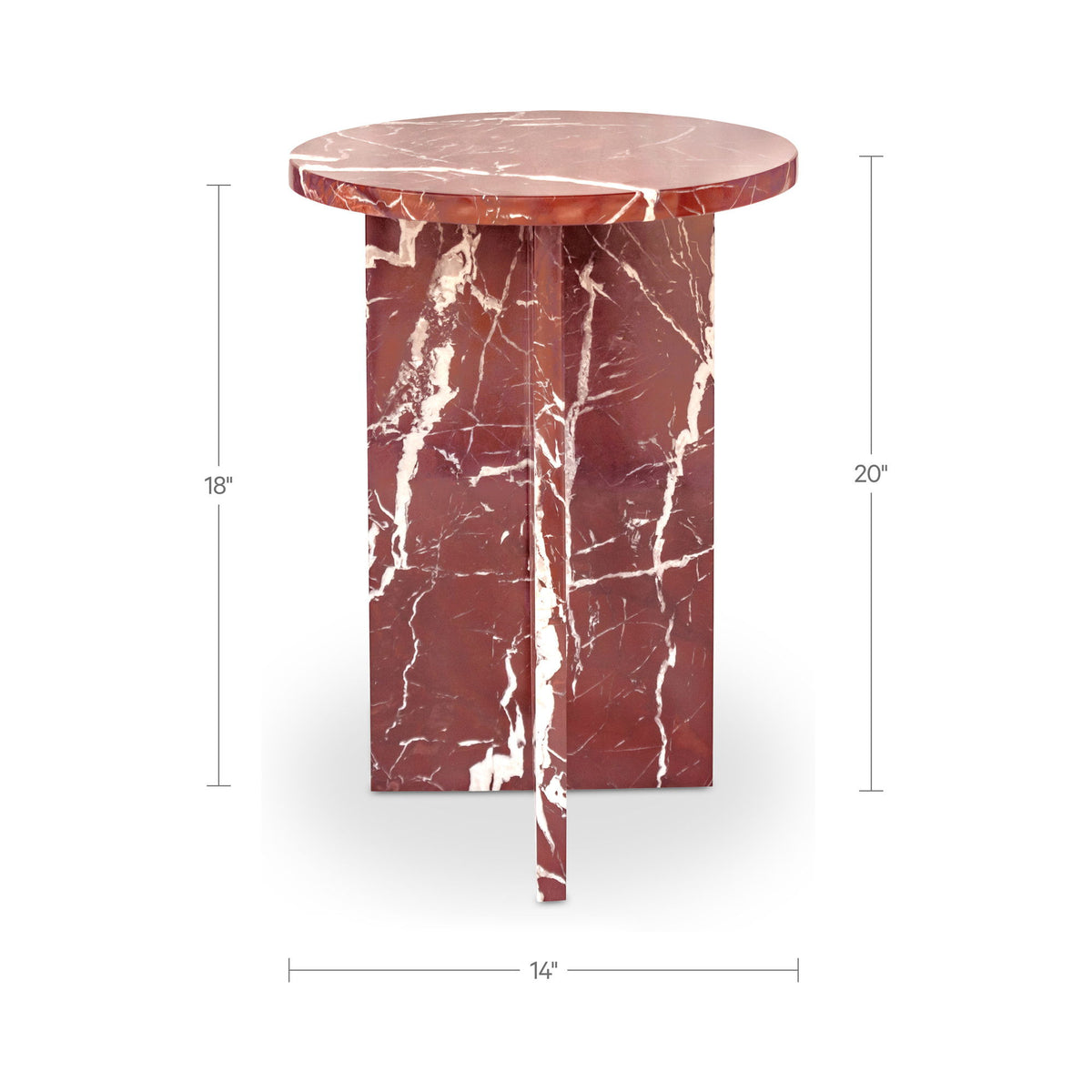 Grace - Accent Table Levante Marble - Red / Rosso