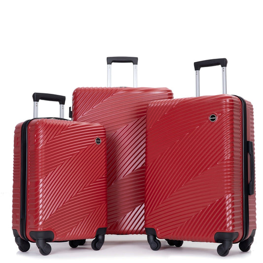 3 Piece Luggage Sets Lightweight Suitcase With Two Hooks, Spinner Wheels,
