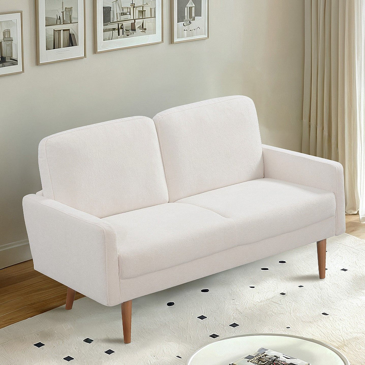 Loveseat Sofa, European Style With Sleek Design, Modern & Vintage Flair, Upholstered 2 Seater Couch