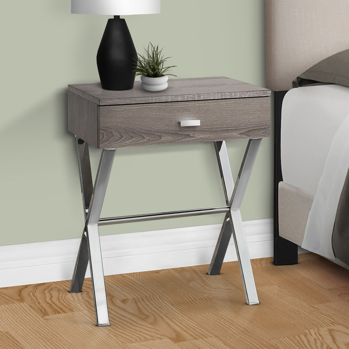 Accent Side X Table, Storage Drawer, Contemporary & Modern