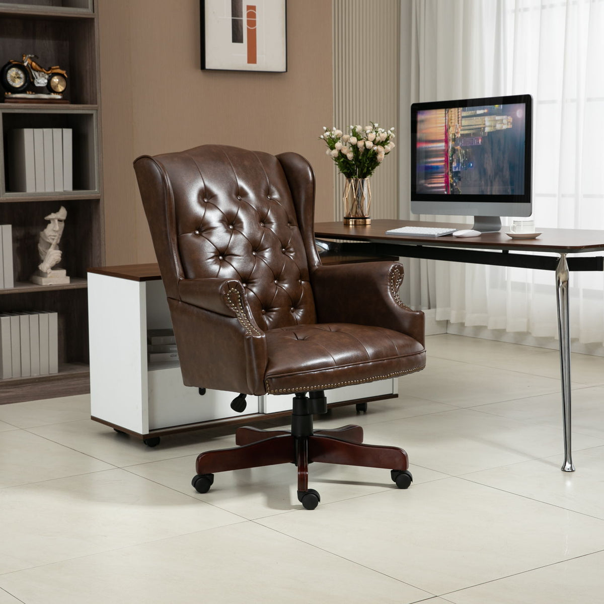 Executive Office Chair, High Back Reclining Comfortable Desk Chair With Smooth Glide Caster Wheels