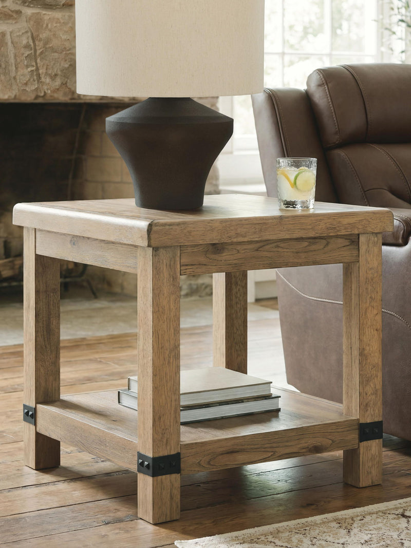 Ridgester - Rectangular End Table - Light Brown