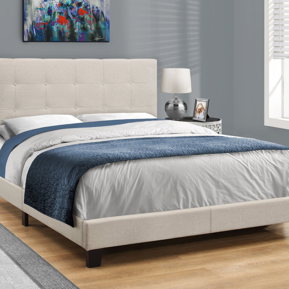 Bed, Upholstered, Frame Only, Transitional