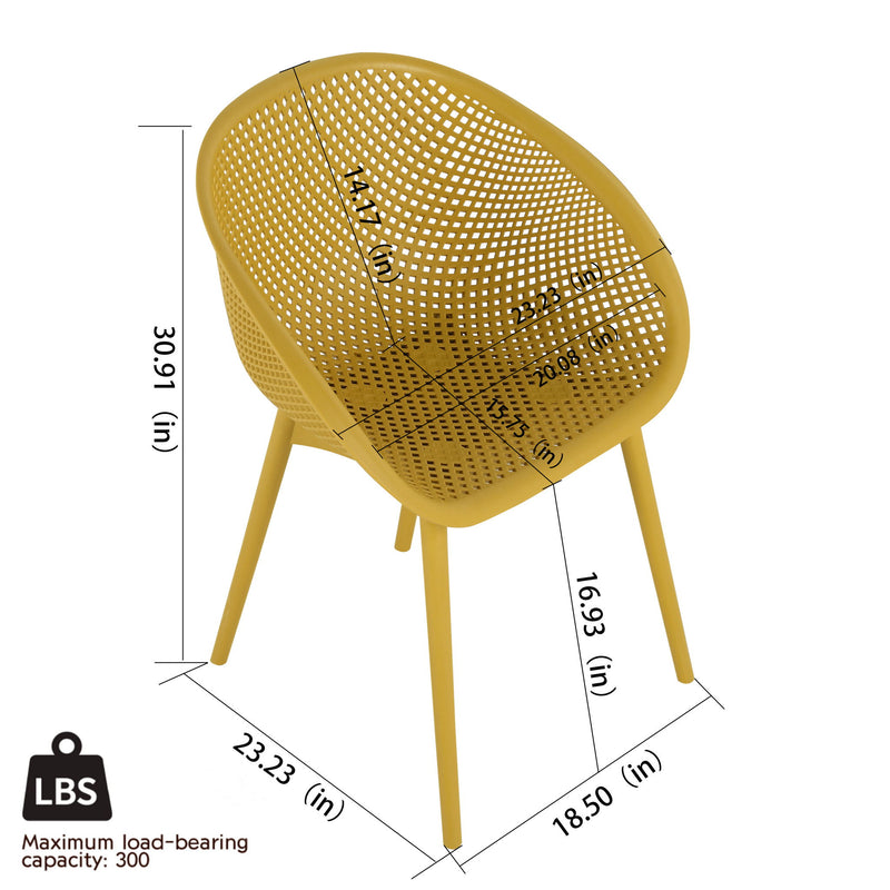 2 Piece Durable Single Chair With Mesh Hollow Out Design