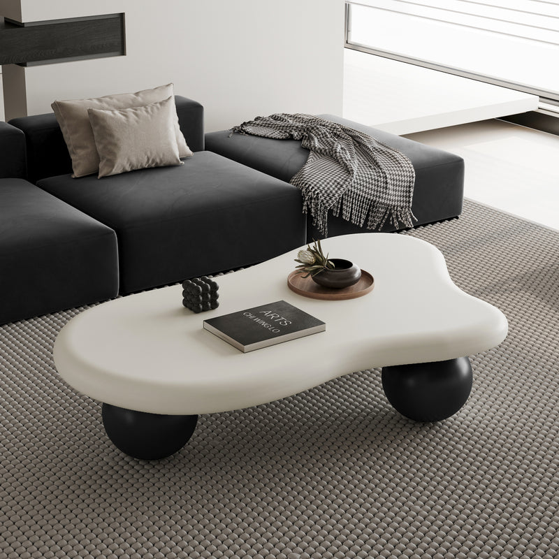 Cloud-Shaped Coffee Table Sphere Legs White 47-inch