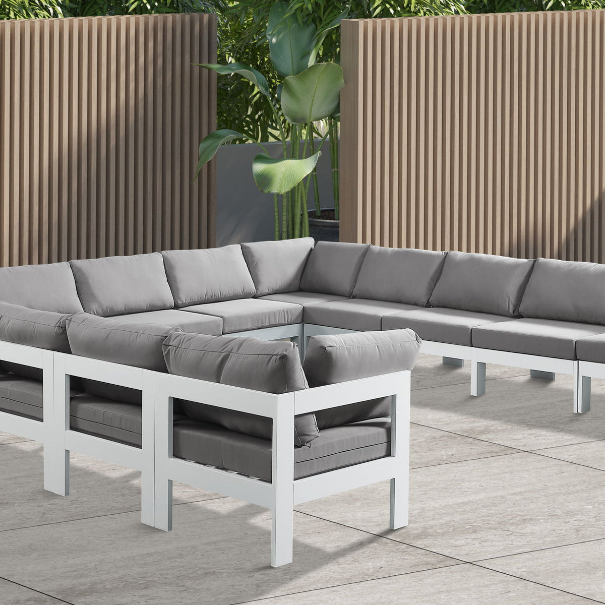 Nizuc - Outdoor Patio 13 Piece Modular Sectional With White Frame